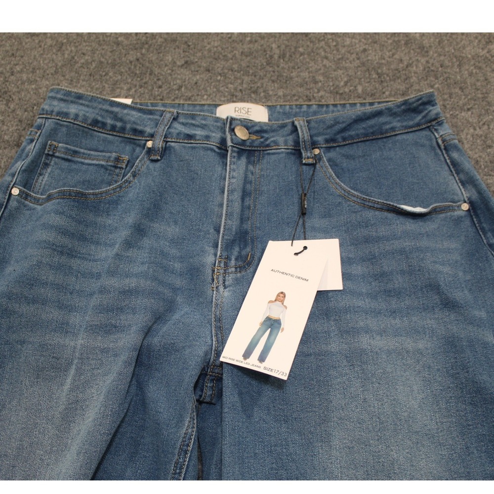 RISE Women's Jeans Size 17 Wide Leg Medium Wash Cotton Blend NEW WITH TAGS - Picture 4 of 14